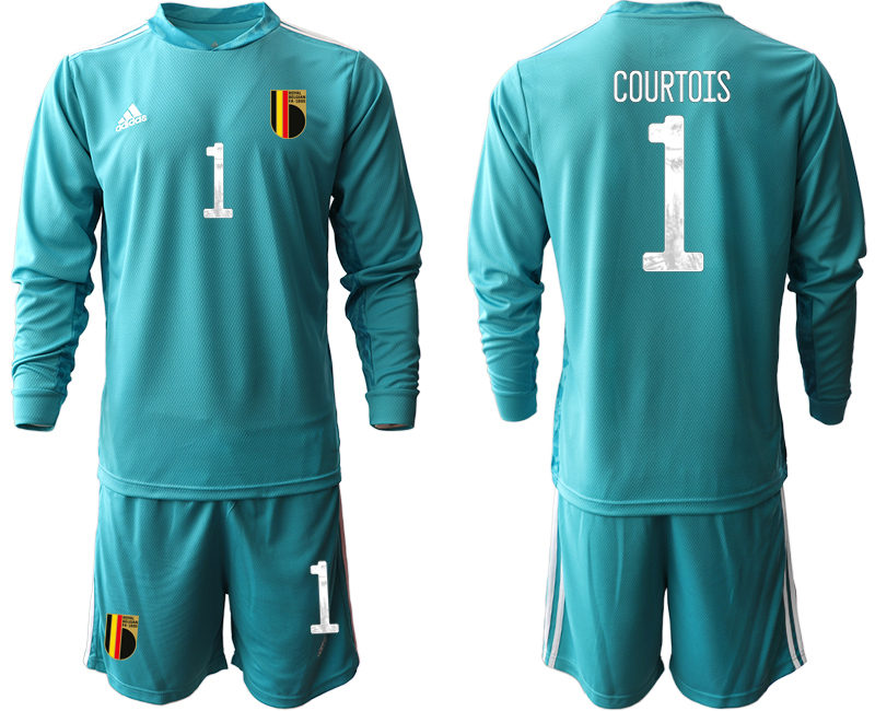 Cheap Men 2021 European Cup Belgium blue Long sleeve goalkeeper 1 Soccer Jersey